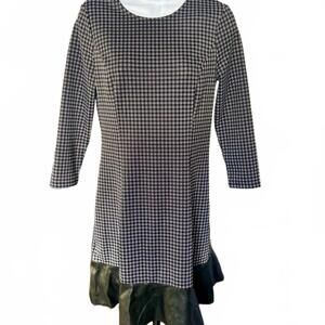 Michael Kors Black and White Dress with Faux Leather Bottom Petite Small- NWT!